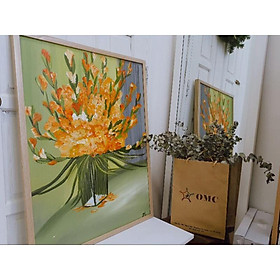 Tranh vẽ tay Hoa Layon Đỏ-Tranh trang trí vintage mộc mạc Nhà Liên