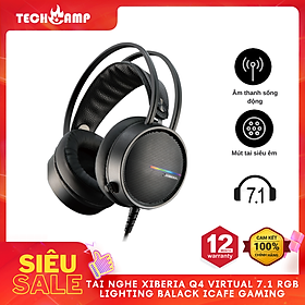 Mua Tai nghe XIBERIA Q4 Virtual 7.1 RGB Lighting BLACK ICAFE GAMING - Hàng chính hãng