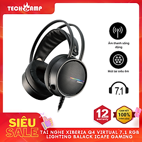 Tai nghe XIBERIA Q4 Virtual 7.1 RGB Lighting BLACK ICAFE GAMING - Hàng chính hãng