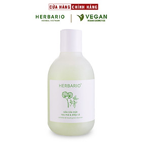 Sữa rửa mặt rau má và diếp cá Herbario 200ml thuần chay hết dầu nhờn, sạch mụn làm sạch lỗ chân lông - Vegan Mỹ phẩm thuần chay