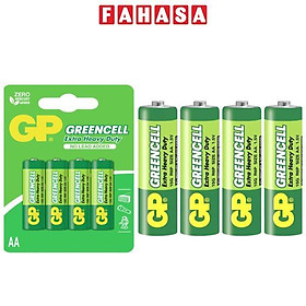 Vỉ 4 Pin Tiểu GP Greencell Extra Heavy Duty AA 1.5V - GP 15G-2U4