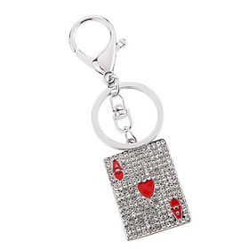 Rhinestone Crystal Fashion Red Heart Poker Pendant Keyring Keychain Keyfobs