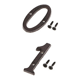 Hình ảnh 0 &1 Wrought Iron House Number,Matching Screws Included Black