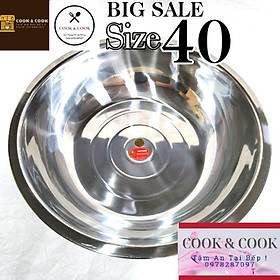 Thau inox size 40 cm, chậu inox đa năng rửa mặt, làm bánh, trộn thực phẩm, spa...cao cấp inox 304