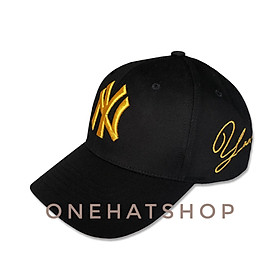 Nón lưỡi trai NY fom Baseball cap vải đen logo vàng chất lượng cao fom cứng