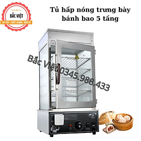 Mua Tủ hấp nóng trưng bày bánh bao loại 5 tầng kính 2 lớp chống đọng nước  chống ướt nhão bánh