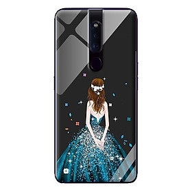 Ốp kính cường lực cho Oppo F11 Pro Cô Gái Váy Xanh - Hàng chính hãng