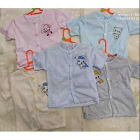 Bộ quần áo cộc tay chất tăm tre vân ngang cho bé 0-12m