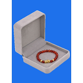 Vòng đeo tay đá Mã Não đỏ 6 ly cẩn Tỳ Hưu inox vàng VMNOTHHBV6 HỘP NHUNG - hợp mệnh Hỏa, mệnh Thổ