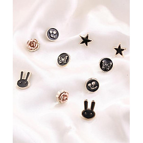 Sét 10 ghim cúc cài áo phối hoa hồng GC107