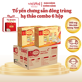 Thùng 6 hộp Yến Sào wins'Nest 300mg tổ yến chưng đông trùng hạ thảo (6 Lọ x 70 ml / Hộp)