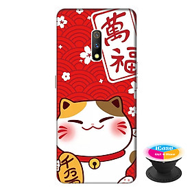 Ốp lưng dành cho điện thoại Realme X hình Mèo May Mắn Mẫu 4 - tặng kèm giá đỡ điện thoại iCase xinh xắn - Hàng chính hãng