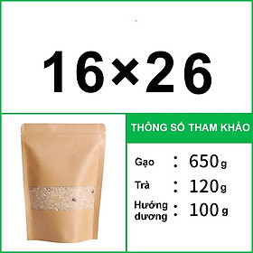 Túi Zip đựng thực phẩm Set 10 túi giấy Kraft đáy đứng có cửa sổ vàng túi đựng thực phẩm nhiều size tiện lợi