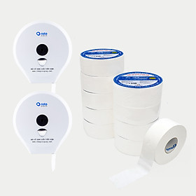 Combo 2 hộp đựng giấy vệ sinh cuộn lớn Roto RT3203A( Trắng) và 10 cuộn giấy vệ sinh cuộn lớn An Khang Caro500