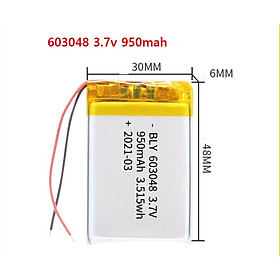 Pin Sạc Lithium Polymer 3.7V 950mah 603048 Cho tai nghe,loa Mp3 MP4 MP5 GPS PSP Bluetooth hàng mới