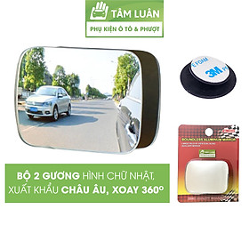 Gương cầu lồi ô tô xoay 360 độ cao cấp hình chữ nhật soi điểm mù, phụ kiện oto Tâm Luân - 1 gương