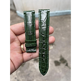 Dây Đồng Hồ Da Cá Sấu Thật Giá Rẻ Vân Hàm, Màu Xanh Lá Size 18mm, 20mm, 22mm (Tặng kèm khoá, chốt, tool)