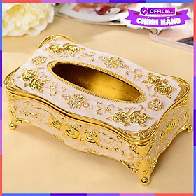 Mua Hộp Đựng Khăn Giấy Đính Hạt Sang Trọng Vouller (Màu Vàng) - Hàng Chính Hãng