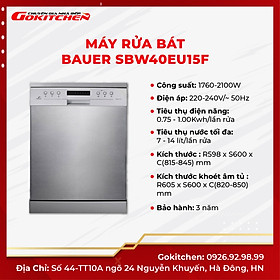 Mua Máy rửa bát hiện đại BAUER SBW40EU15F - Hàng chính hãng