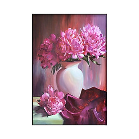 Tranh Canvas Bình Hoa Mẫu Đơn HD481 (100 x 75 cm)