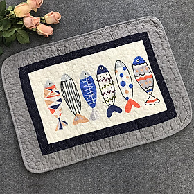 Mua Thảm chùi chân Cá 6 con viền xanh dương -TCC116