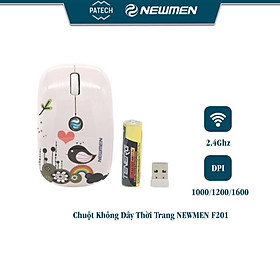 Mua Chuột Không Dây Thời Trang NEWMEN F201 Họa tiết hoa văn - Hàng Chính Hãng