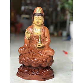 Mua Tượng phật bà quan âm bồ tát bằng gỗ hương làm mầu giả cổ kt cao 50cm