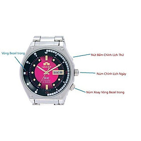 Núm chỉnh giờ, núm chỉnh lịch đồng hồ SK và vòng bezel trong đồng hồ SK