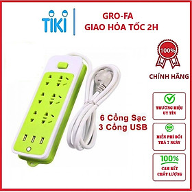 Ổ Cắm Điện Đa Năng Chống Giật Có 3 Cổng USB, Sạc Trực Tiếp, Tiết Kiệm Điện – Bộ Ổ Cắm Điện Xanh Lá Cao Cấp Chính Hãng 