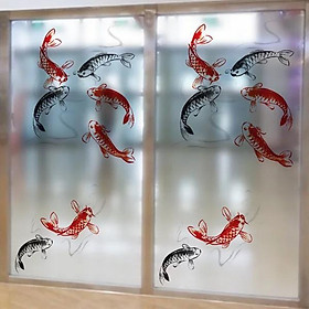 Decal trang trí kính cao cấp mẫu Đàn Cá KOI (60cm x 116cm)