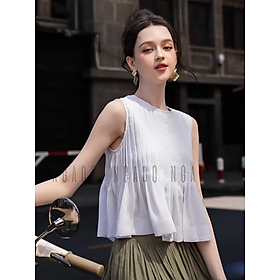 Áo xếp ly trắng NGADO
