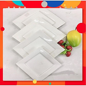 Đĩa , dĩa sứ vuông trang trí dễ thương - men trắng Nhật Bản