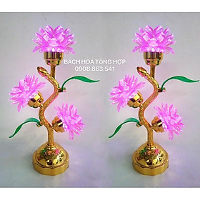 Mua ĐÈN SEN BÀN THỜ ĐỔI MÀU 3 BÔNG SEN RẤT ĐẸP
