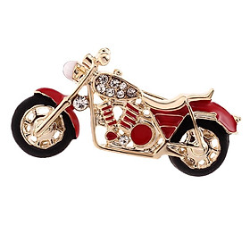 2-8pack Fashion Delicate Rhinestone Enamel Motorcycle Brooch Pin Men Jewelry Red