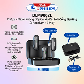 Mua Micro không dây cài áo Philips kết nối cổng Lighting DLM9002L / cổng USB-C DLM9002C (1Receiver + 2Mic) - Hàng Chính Hãng