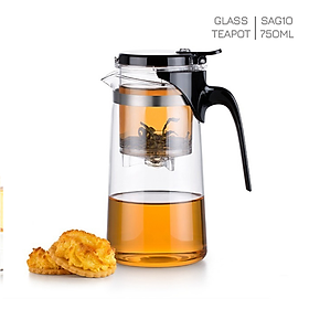Mua Bình Lọc Trà Thủy Tinh Lõi PC 500ml SAG08  - Ấm trà thủy tinh chịu nhiệt với lõi lọc có van khóa
