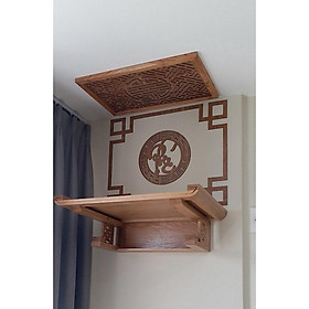 Mua Bàn thờ treo tường gỗ Sồi   mẫu chân chữ thọ  tặng bộ trang trí ốp lưng Phúc Việt  và tấm chống ám Mẫu Ngẫu Nhiên HANH15040