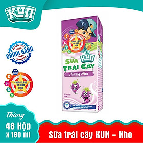 Kun sữa trái cây hương nho thùng 48 hộp x 180ml