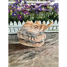 Mua Tượng Cóc Ba Chân  Cóc Ngậm Tiền  Thiềm Thừ phong thủy chiêu tài lộc đá vàng cà rốt - Dài 15 cm