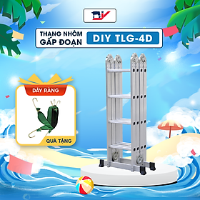 Thang nhôm gấp đoạn DIY TLG-4D chiều cao sử dụng tối đa chữ A 2.3m chữ I 4.7m - Tiêu chuẩn chất lượng an toàn Châu Âu