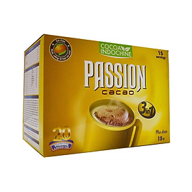 Bột Cacao Hòa Tan Passion 3 In 1 Cocoa Indochine (Hộp 15 Gói x 16g)