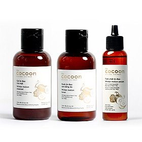 Bộ 3 Chăm sóc da mụn Cocoon: Gel rửa mặt bí đao 140ml + Toner bí đao 140ml + Serum tinh chất bí đao 70ml