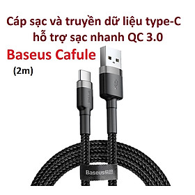 Cáp sạc type-C dòng 3A hỗ trợ QC3.0  Baseus Cafule - Màu ngẫu nhiên _Hàng chính hãng