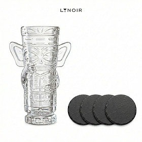 Ly Thủy Tinh Tiki - Tall Handled | 300ml | [LYNOIR_LY099] - Bộ 04 Ly - Tròn (đá đen)