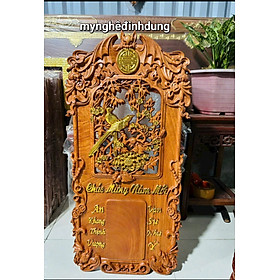 Mua ĐỐC LỊCH TREO TƯỜNG KHẮC ĐÔI CHIM UYÊN ƯƠNG BẰNG GỖ  HƯƠNG ĐÁ  KT 37X77X3CM