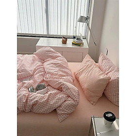 Bộ vỏ chăn ga gối cotton tici caro kẻ sọc Lidaco cotton đũi trơn dày decor phòng ngủ vintage đủ mọi cỡ nệm