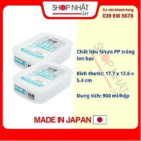 Bộ 2 hộp đựng thực phẩm tươi sống kháng khuẩn kháng mốc 900ml Nội địa Nhật Bản