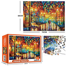 Bộ Tranh Ghép Xếp Hình 1000 Pcs Jigsaw Puzzle Cặp Vợ Chồng Đi Bộ Trong Mưa Thú Vị Cao Cấp