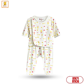 Quần áo sơ sinh Babiboo bộ dài tay họa tiết xinh xắn, vải viscose mềm mại, mịn mát BTK71+BTK36