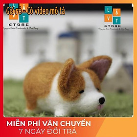  KIT LEN CHỌC - NEEDLE FELTING Shiba Béo (làm được móc chìa khóa)